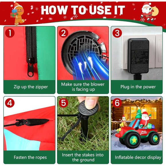 🆕8FT Christmas Inflatable Truck with Built-in LED Lights Outdoor Decoration - Picture 7 of 10